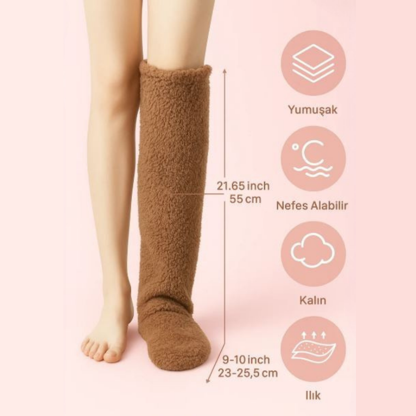 Kışlık Pelus Uzun Çorap